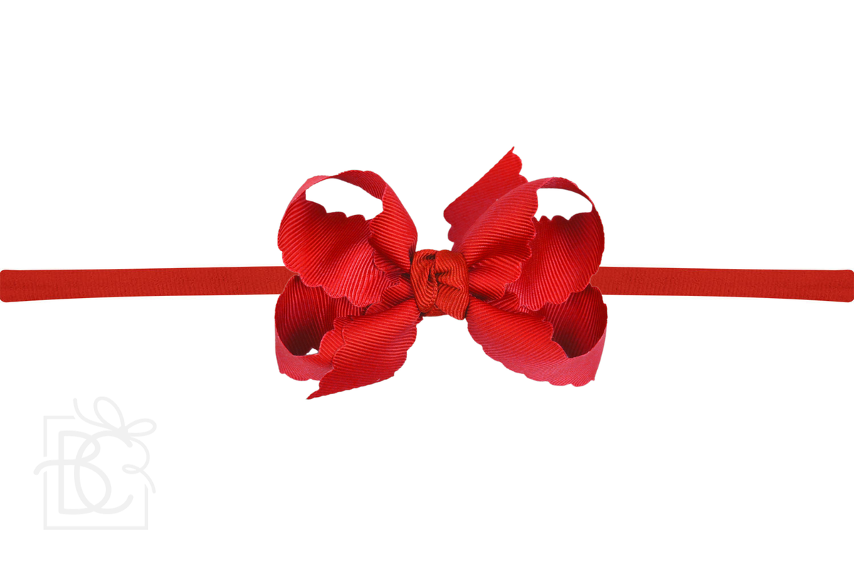 1/4" Nylon Headband Medium Scalloped Red