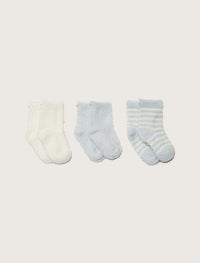BAREFOOT DREAMS COZYCHIC LITE INFANT SOCK SET BLUE/PEARL