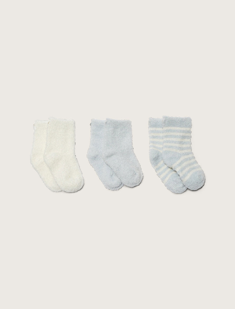 BAREFOOT DREAMS COZYCHIC LITE INFANT SOCK SET BLUE/PEARL
