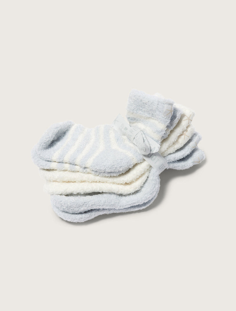 BAREFOOT DREAMS COZYCHIC LITE INFANT SOCK SET BLUE/PEARL