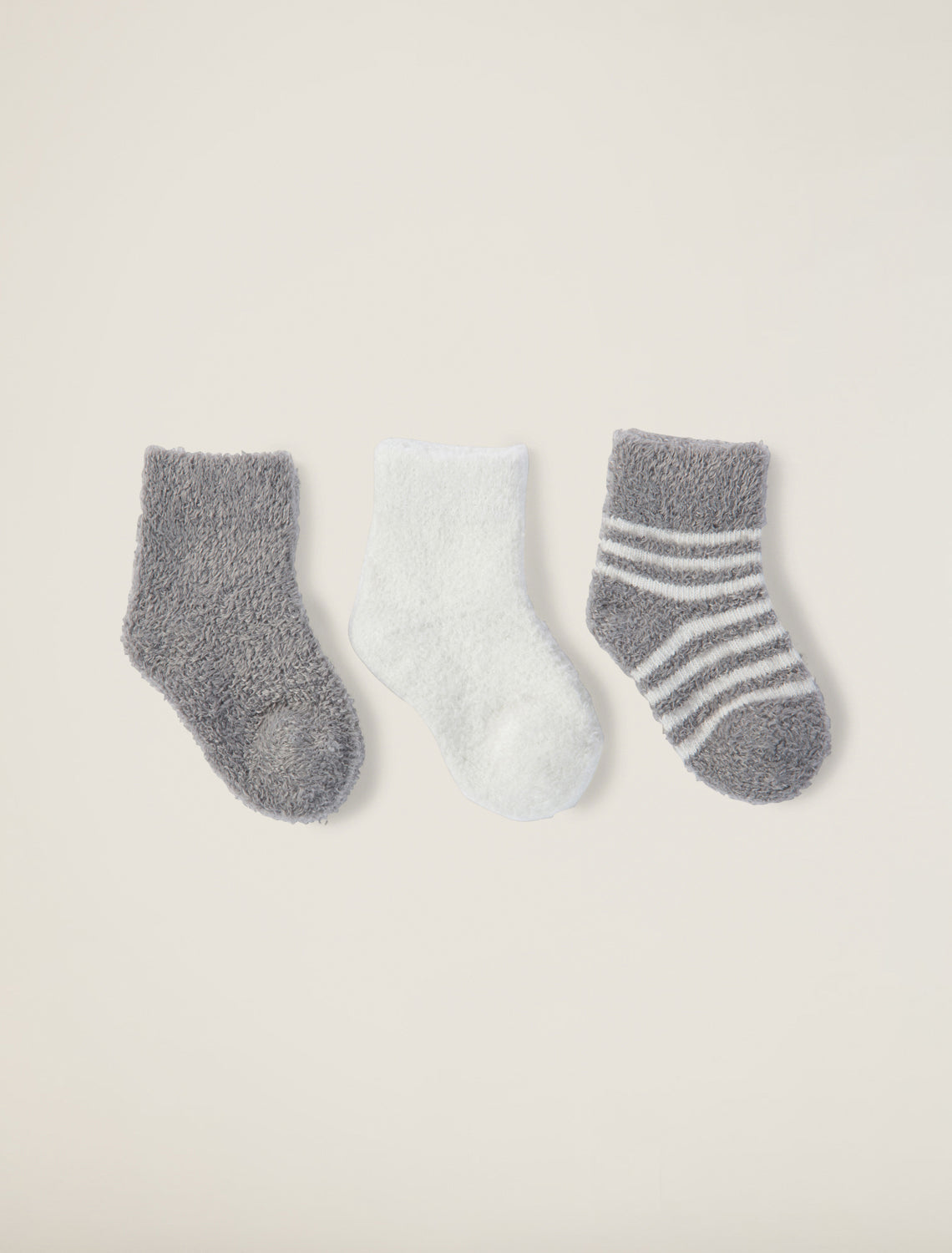 BAREFOOT DREAMS COZYCHIC LITE INFANT SOCK SET PEWTER/PEARL