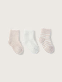 BAREFOOT DREAMS COZYCHIC LITE INFANT SOCK SET PINK/PEARL