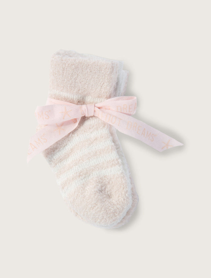 BAREFOOT DREAMS COZYCHIC LITE INFANT SOCK SET PINK/PEARL