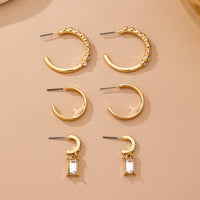 Crystal-Accented Gold Hoop Earring Set