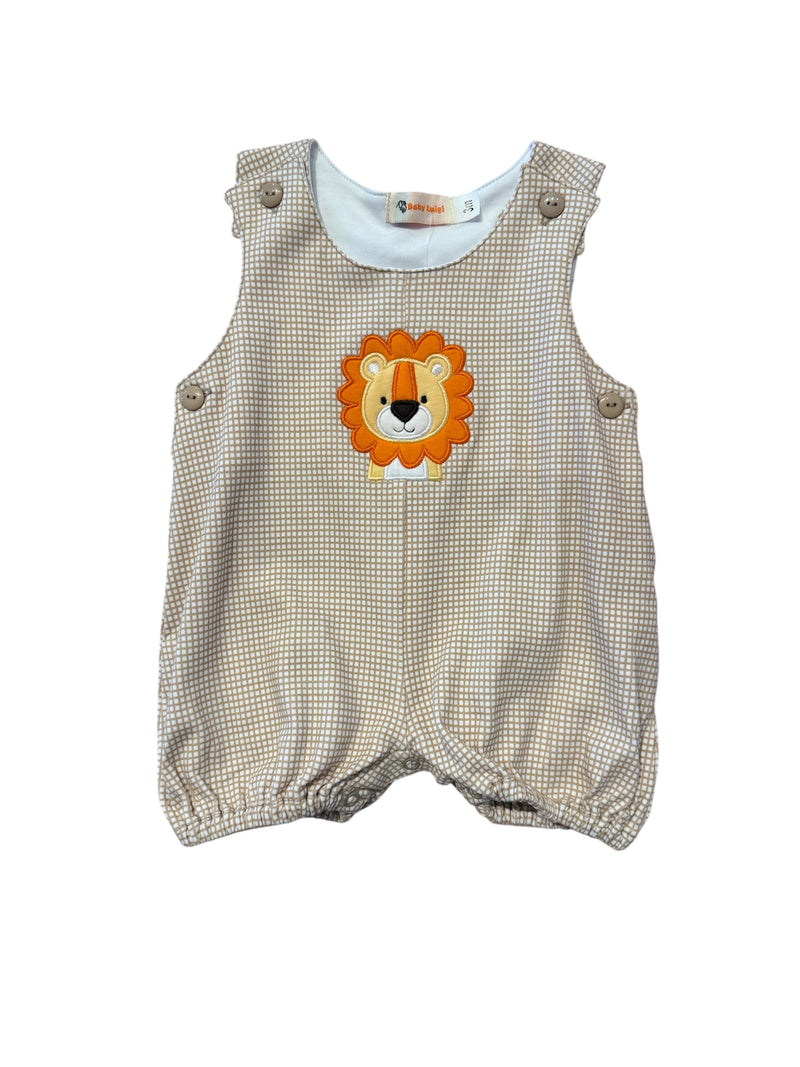 LUIGI BABY LION GINGHAM BUBBLE ROMPER