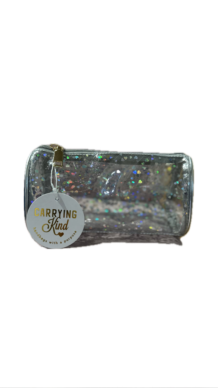 CARRYING KIND SMALL COSMETIC CLEAR GLITTER