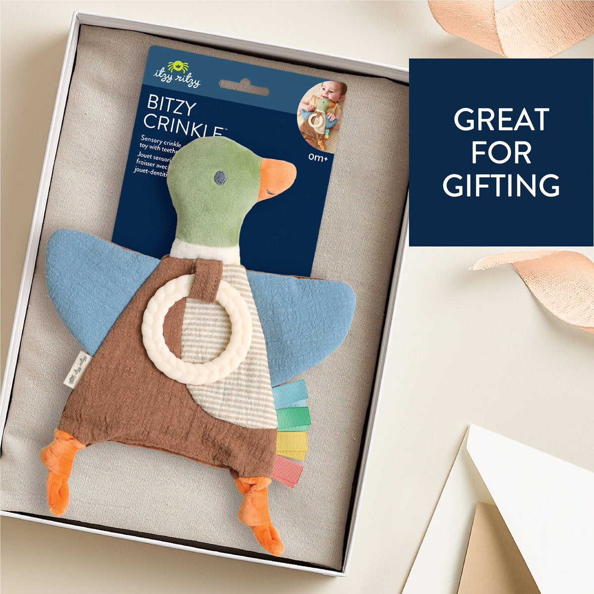 Itzy Ritzy Mallard Duck Bitzy Crinkle™ Sensory Toy