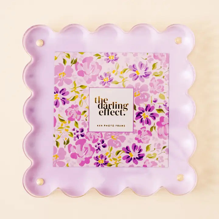 THE DARLING EFFECT SQUARE SCALLOPED ACRYLIC FRAME PURPLE