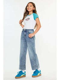 KAN CAN YOUTH HIGH RISE CROP WIDE JEANS