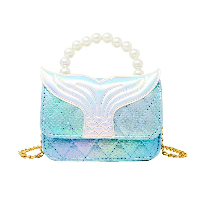 ZOMI GEMS MERMAID TAIL PEARL HANDLE BAG BLUE