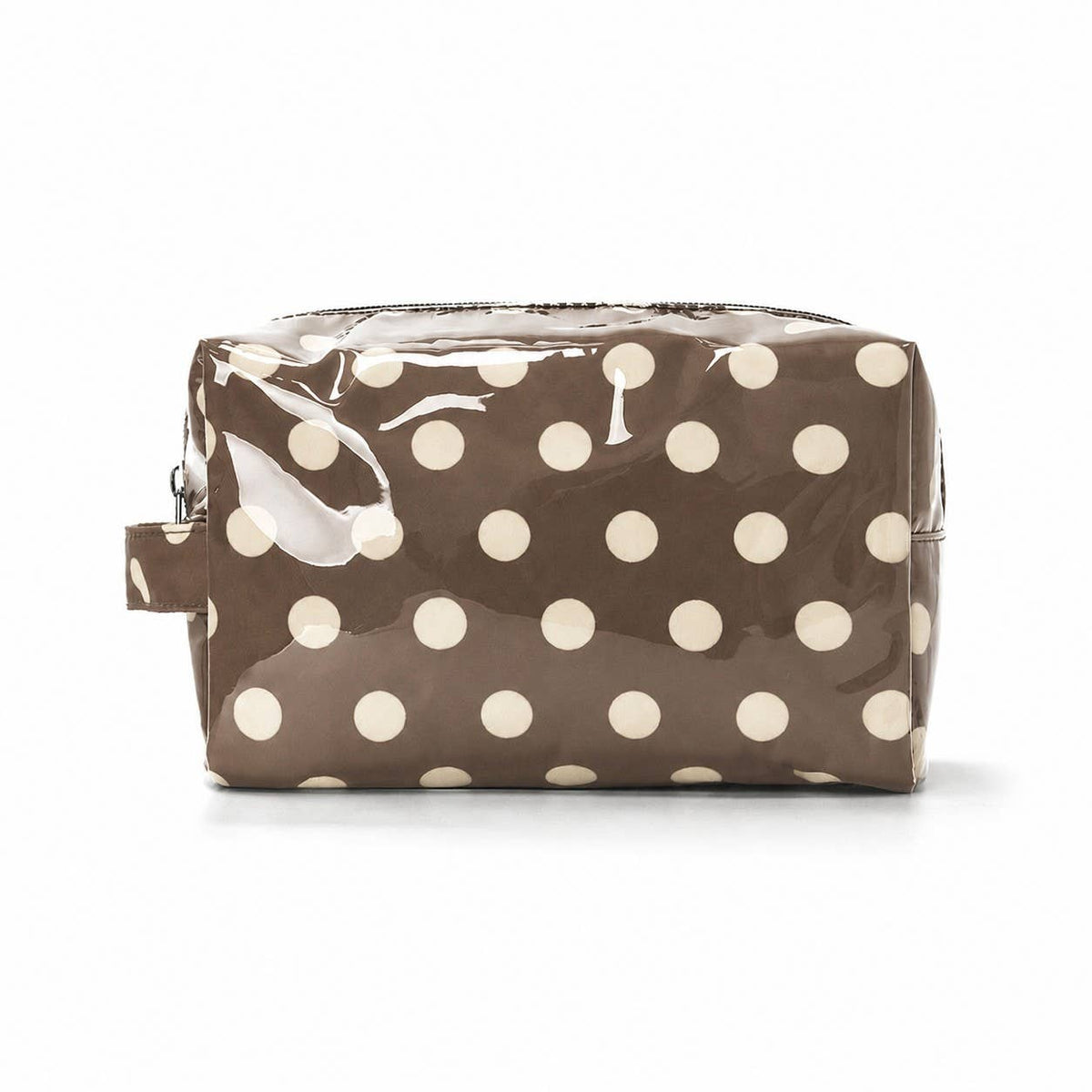 Polka Dot Waterproof Clear Cosmetic Makeup Pouch Bag Brown/White