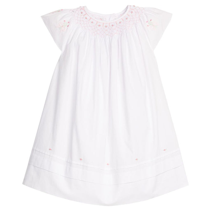 SMOCKED BISHOP DRESS PINK ROSES