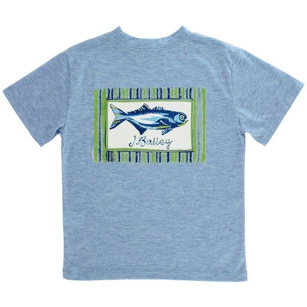 J.BAILEY LOGO TEE FISH ON HEATHER BLUE