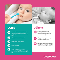 Oogiebear Baby Booger and Ear Wax Picker (2-pack): Raspberry and Seafoam