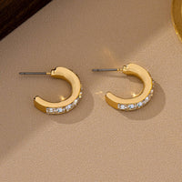 Crystal Gold-Tone Huggie Hoop Earrings