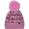 FAUX FUR PUFFER POM BEANIE PINK