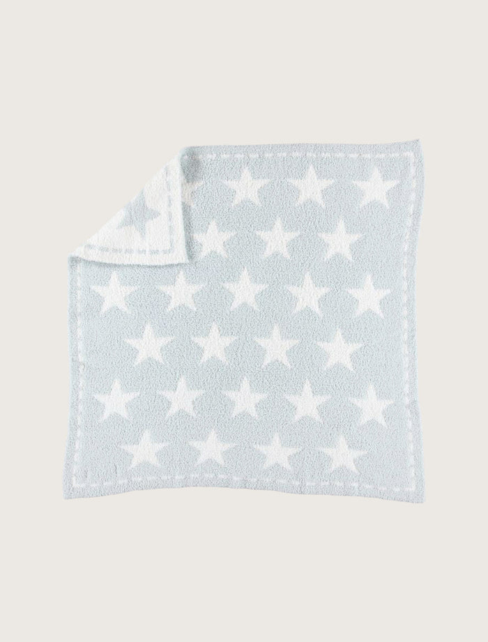 BAREFOOT DREAMS COZY CHIC DREAM RECEIVING BLANKET AQUA ICE STARS
