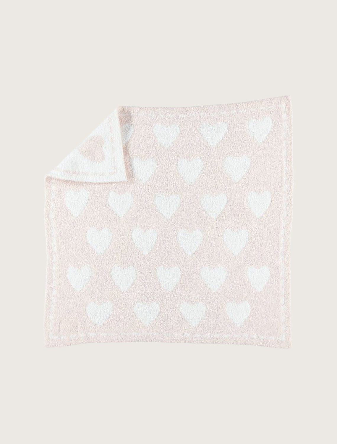 BAREFOOT DREAMS COZY CHIC DREAM RECEIVING BLANKET PINK WHITE HEARTS