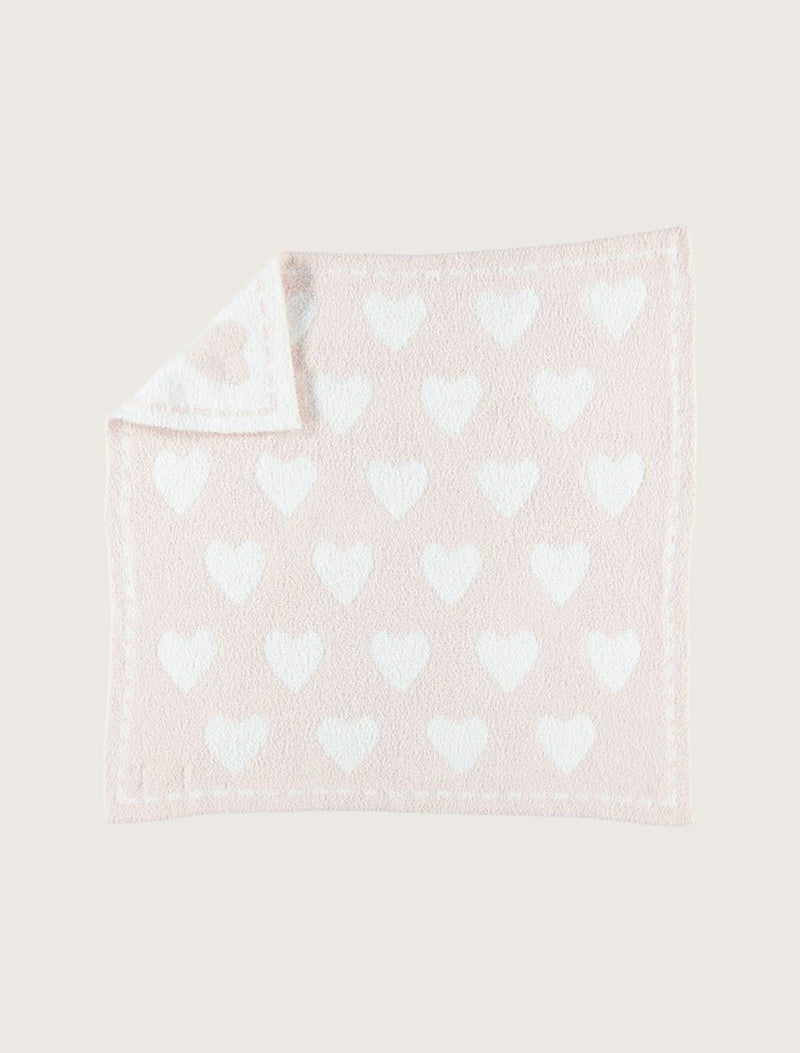 BAREFOOT DREAMS COZY CHIC DREAM RECEIVING BLANKET PINK WHITE HEARTS