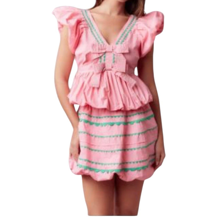 PINK/GREEN SKIRT SET