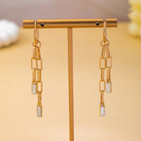 Josslyn Paperclip Chain Glass Rhinestone Drop Earrings Gold