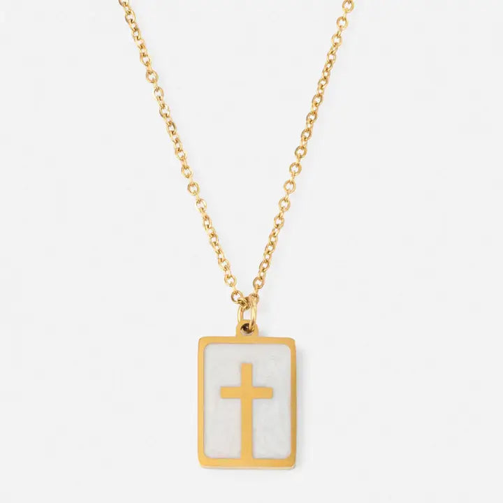 ELEVATED FAITH ENAMEL CROSS NECKLACE