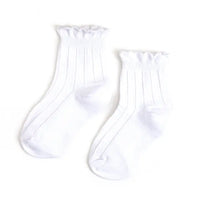 LITTLE STOCKING COMPANY WHITE FRILL MIDI SOCKS