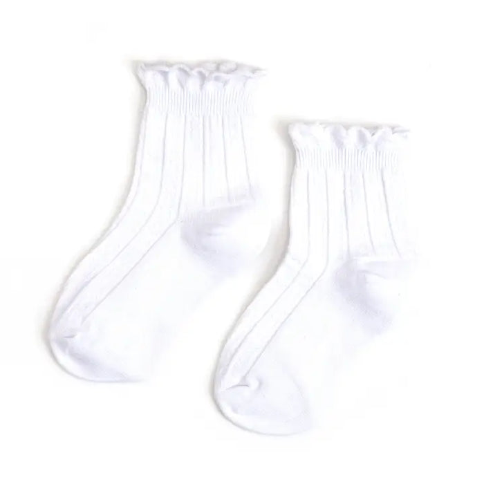 LITTLE STOCKING COMPANY WHITE FRILL MIDI SOCKS