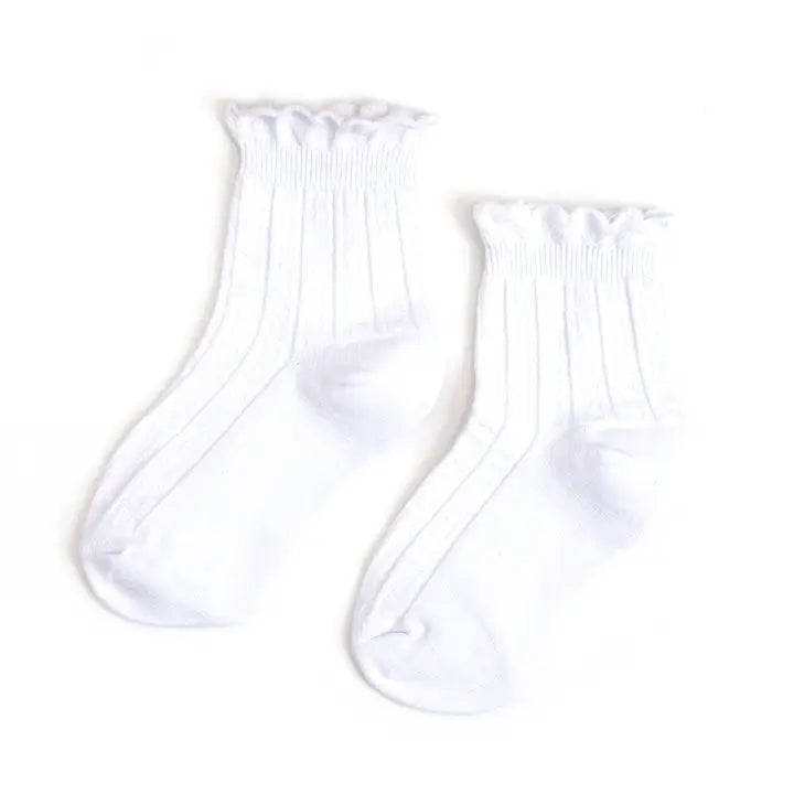 LITTLE STOCKING COMPANY WHITE FRILL MIDI SOCKS