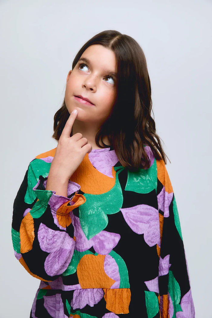 COMPANIA FANTASTICA GIRLS APRICOT PRINTED DRESS