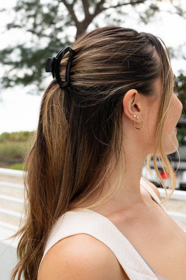 Open Hair Clip Small Jet Black