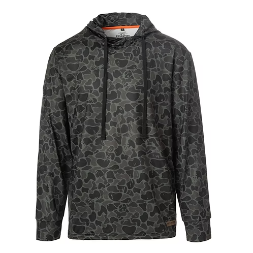 Dark camouflage hoodie on a white background