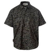 Short-sleeve shirt with camouflage pattern on a white background