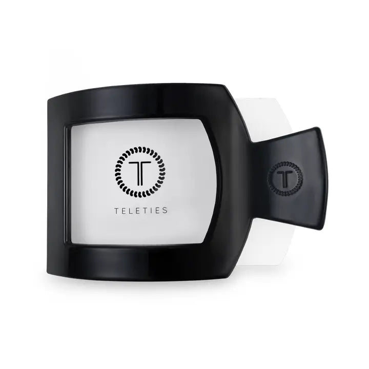 TELETIES JET BLACK LARGE FLAT SQUARE CLIP