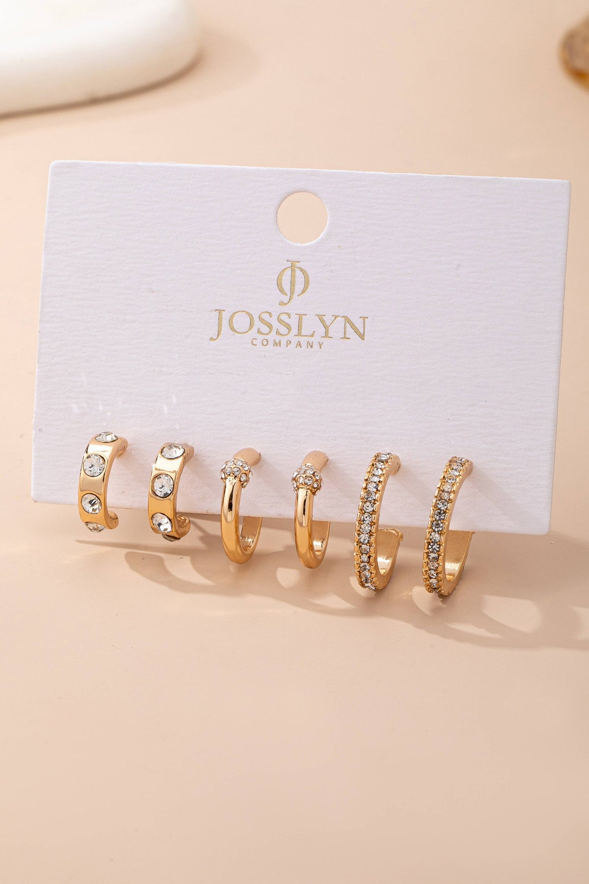 Gold-Tone Crystal Huggie Hoop Earring Set