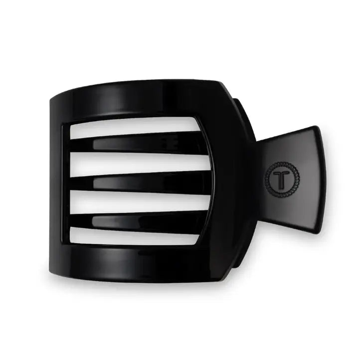 TELETIES JET BLACK LARGE FLAT SQUARE CLIP
