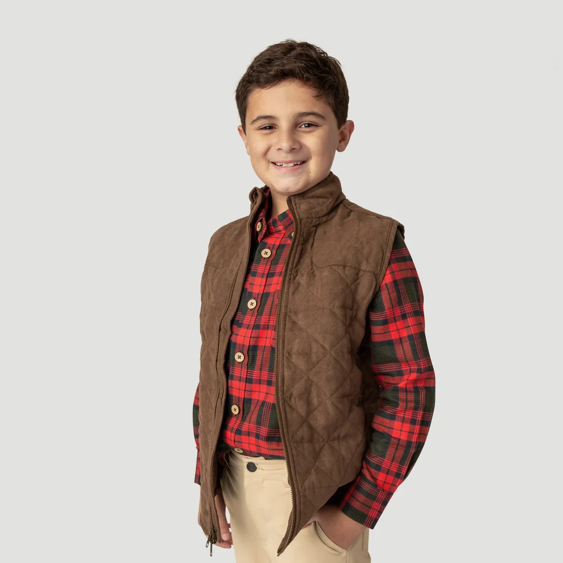 Youth Lawrence Quilted Vest Stone Brown