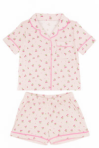 CHERRY STRIPE JERSEY SHORT PJ SET
