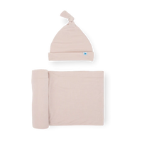 LITTLE UNICORN STRETCH SWADDLE AND HAT SET SOFT BLUSH