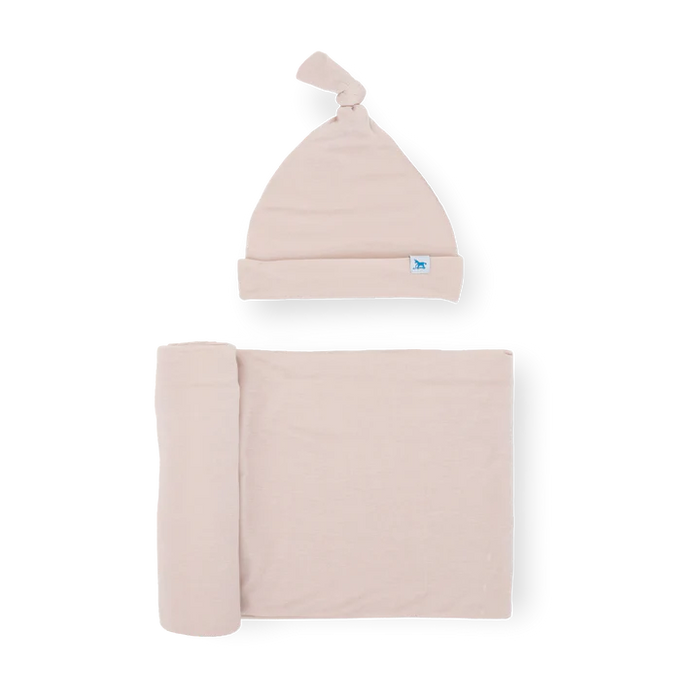 LITTLE UNICORN STRETCH SWADDLE AND HAT SET SOFT BLUSH