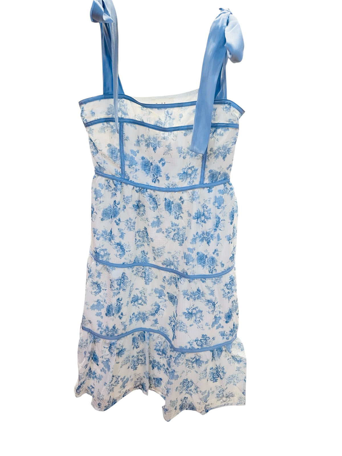 LIGHT BLUE FLORAL DRESS WITH TIE STRAPS