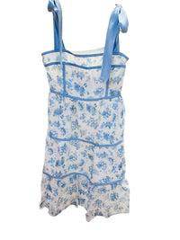 LIGHT BLUE FLORAL DRESS WITH TIE STRAPS