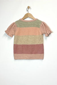 HEART AND ARROW TWEEN PUFF SLEEVE CROPPED SWEATER