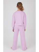 GIRLS SCUBA SIDE SLIT PULLOVER AND PANT SET FAIR ORCHID