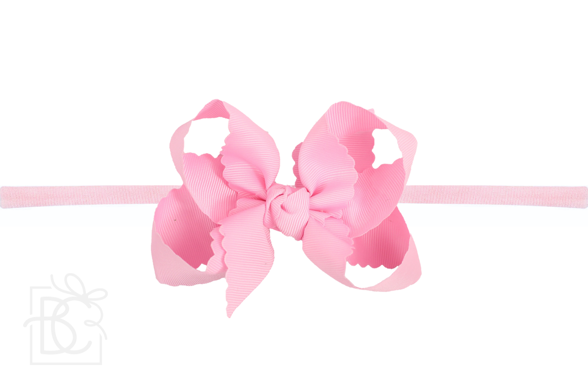 1/4" HEADBAND LARGE SCALLOP BOW PINK