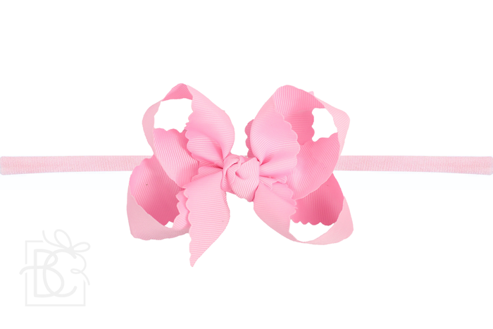 1/4" HEADBAND LARGE SCALLOP BOW PINK