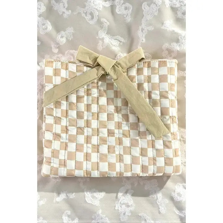 DELILAH TAN CHECK BIBLE COVER WITH TIE CLOSURE