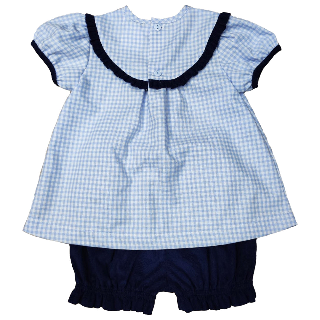 ISHTEX BLUE PLAID BLOOMERS SET