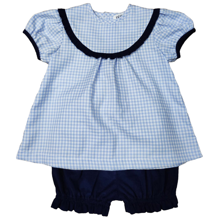 ISHTEX BLUE PLAID BLOOMERS SET