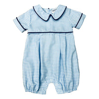 ISHTEX BLUE PLAID BOYS ROMPER